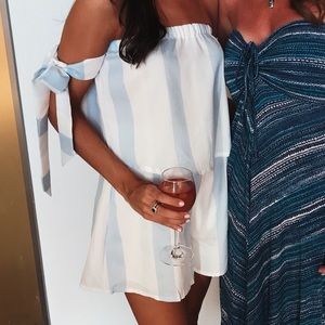 Blue and White Striped Two Piece Set